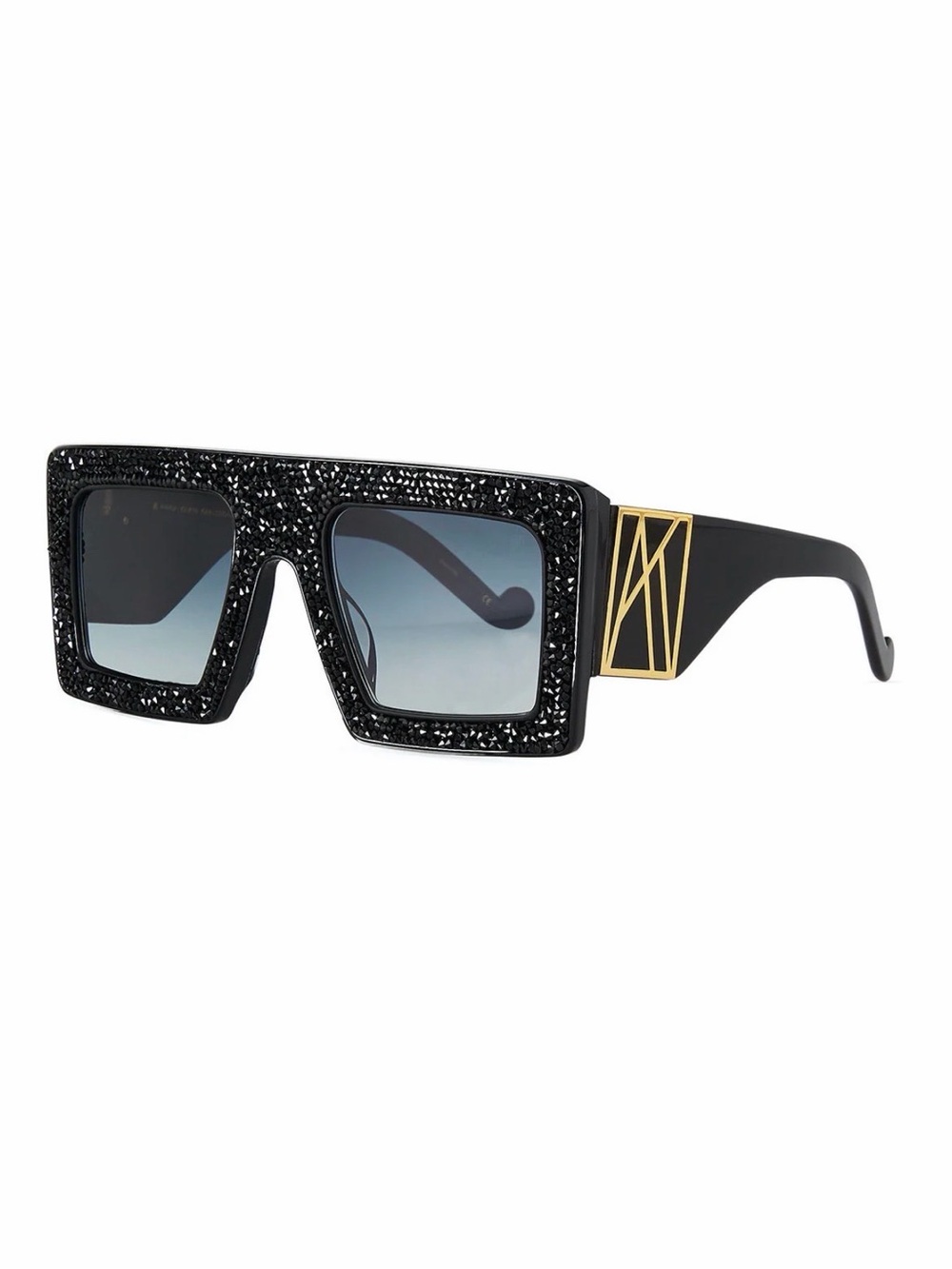 Black Glitter Square Fashion Sunglasses